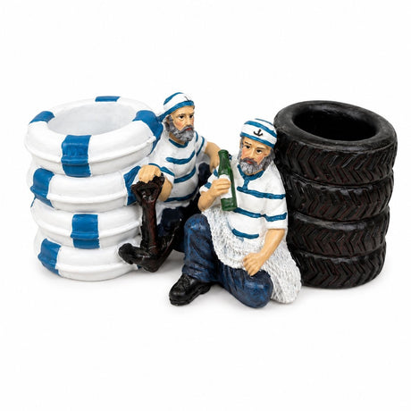 Set 2 Figurine Marinari cu Suport Decorativ – Suvenir Nautic pentru Casă și Birou