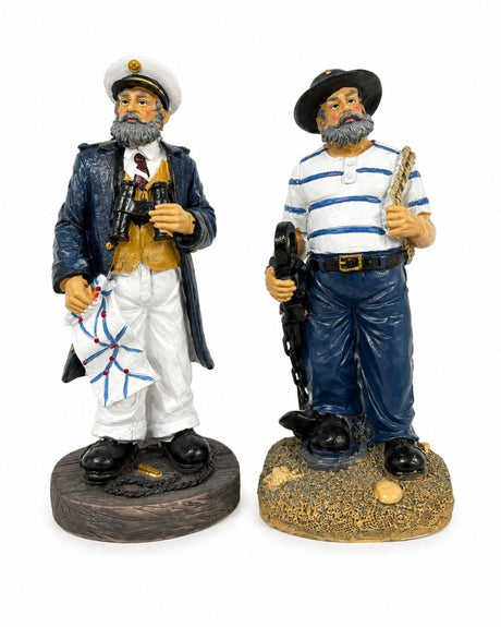 Set 2 Figurine Marinari Decorativi – Suveniruri Nautice cu Căpitan și Marinar
