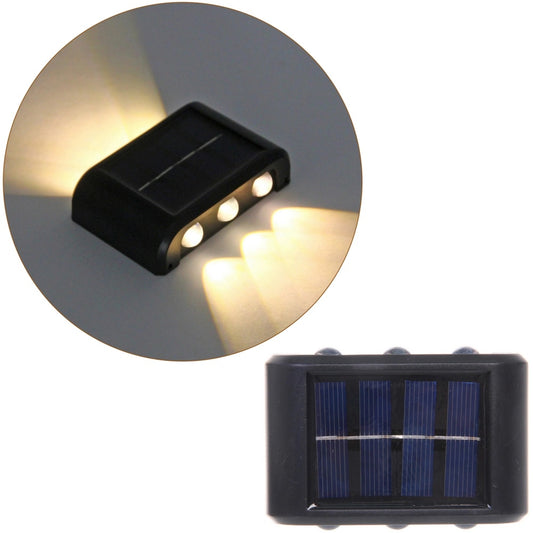 Set 2 Lămpi de Perete Solare cu LED, Plastic, 12 LED-uri, Negru