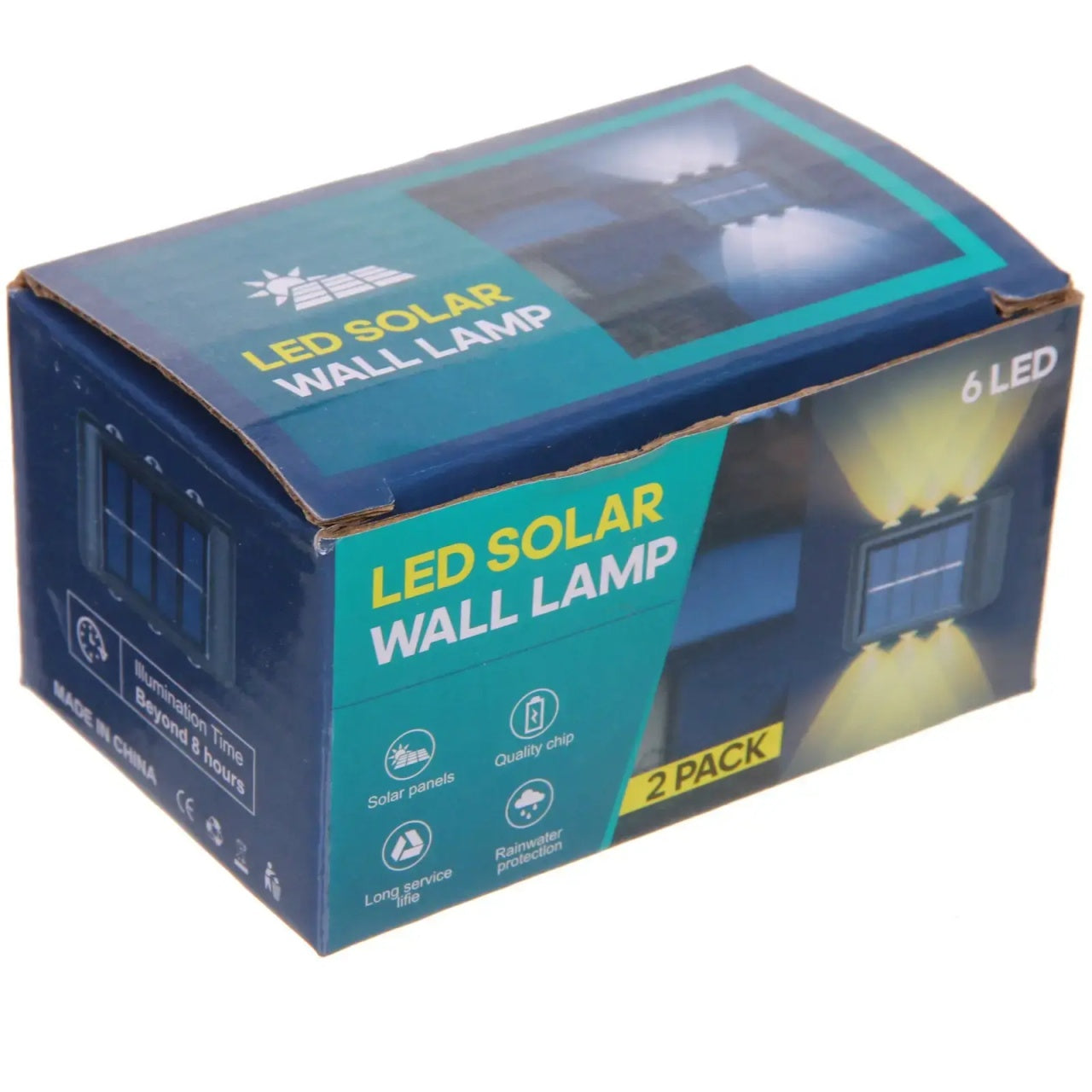 Set 2 Lămpi de Perete Solare cu LED, Plastic, 12 LED-uri, Negru