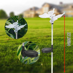 Set 2 Lămpi solare de grădină LED, multicolore, model cu fluturi , 33x6 cm, plastic