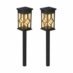 Set 2 Lampi Solare Gradina LED Lumina Calda cu Tarus, Rezistente la Apa, Exterior