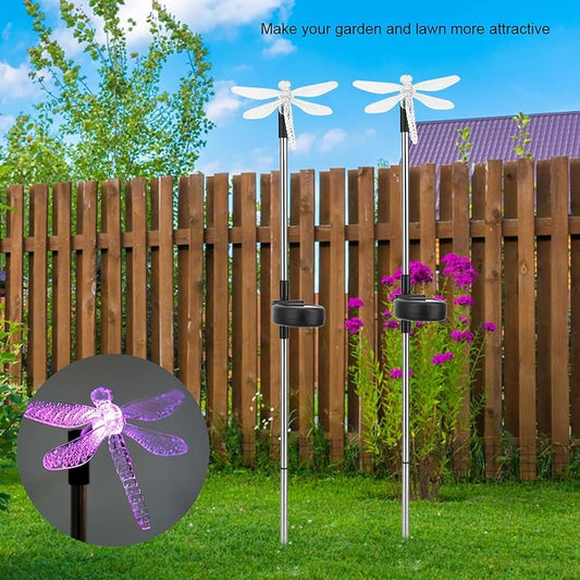 Set 2 Lampi Solare Gradina Libelula LED Multicolor, Iluminare Automata, Decor Exterior