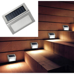 Set 2 lumini solare LED pentru trepte Solterix, metalic, argintiu