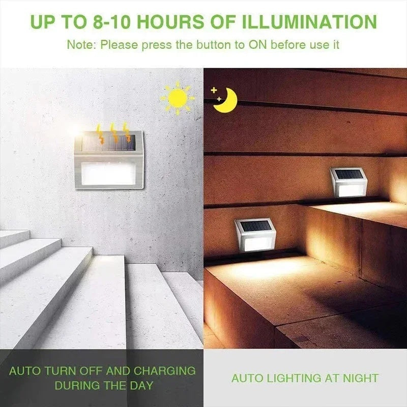 Set 2 lumini solare LED pentru trepte Solterix, metalic, argintiu