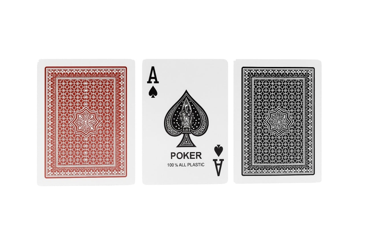 Set 2 Pachete Carti de Joc Poker Premium 100% Plastic, Rosu si Negru