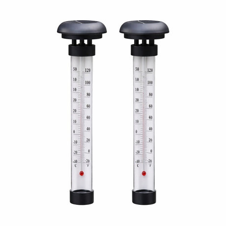 Set 2 Termometre Solare de Grădină GARTEN, Negru, Plastic, 2 bucăți