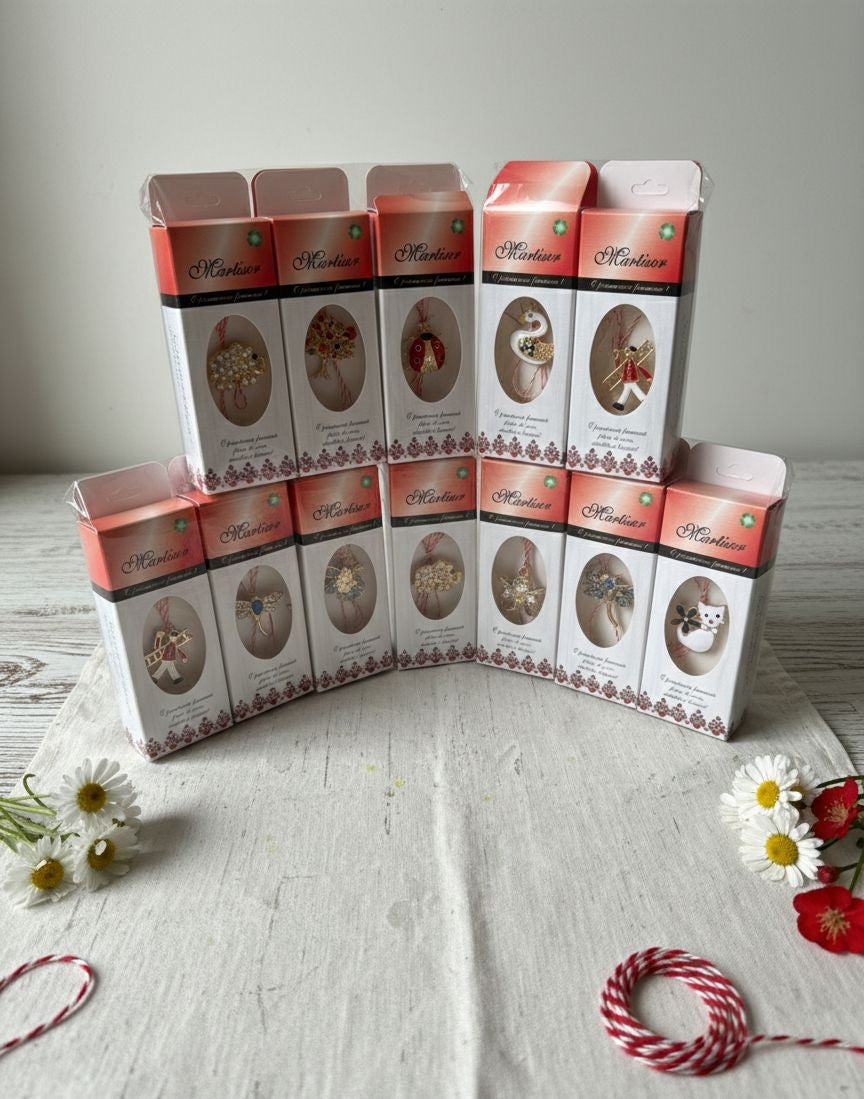 Set 20 brose martisor modele combinate, ambalaj individual premium