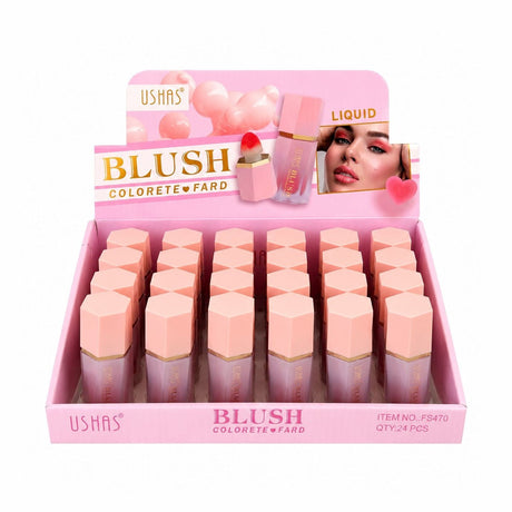 Set 24 Blushuri Lichide USHAS – Fard de Obraz Lichid cu Aplicator Burete, Finish Natural