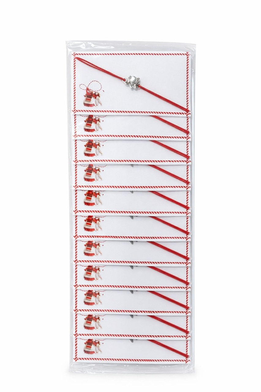 Set 24 bratari martisor 8x5 cm snur rosu cu charm elefant, cadou primavara
