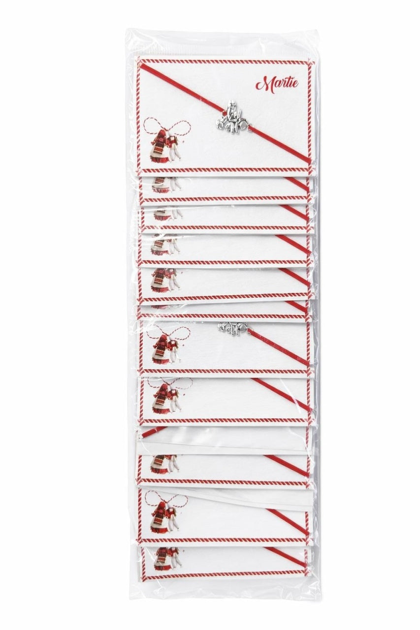 Set 24 bratari martisor 8x5 cm snur rosu cu charm figurina cosar, cadou primavara