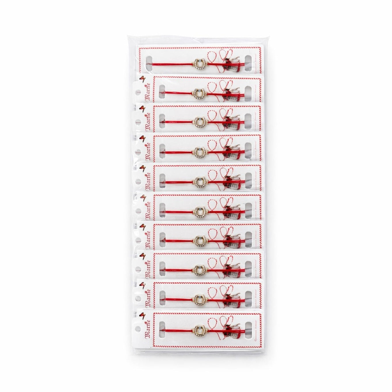 Set 24 Bratari Martisor cu Potcoava Aurie, Strasuri si Talisman Protector, 12x3cm