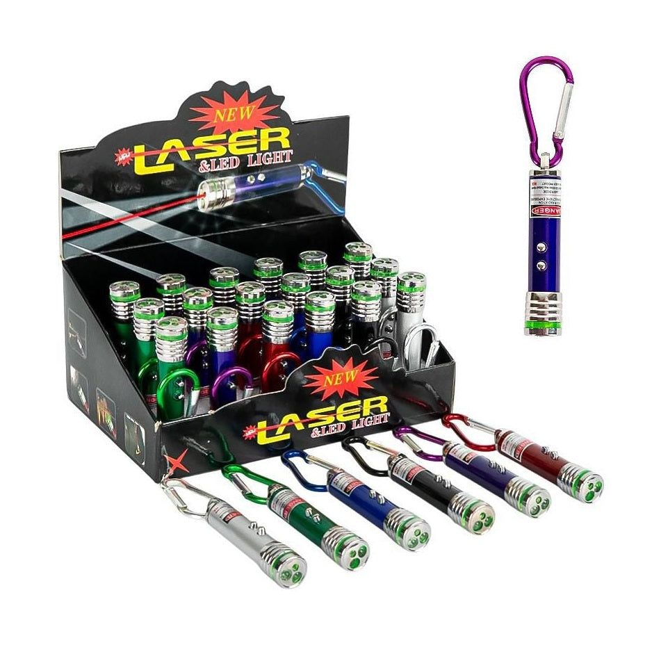 Set 24 brelocuri cu laser si lanterna LED, culori mixte, baterii incluse
