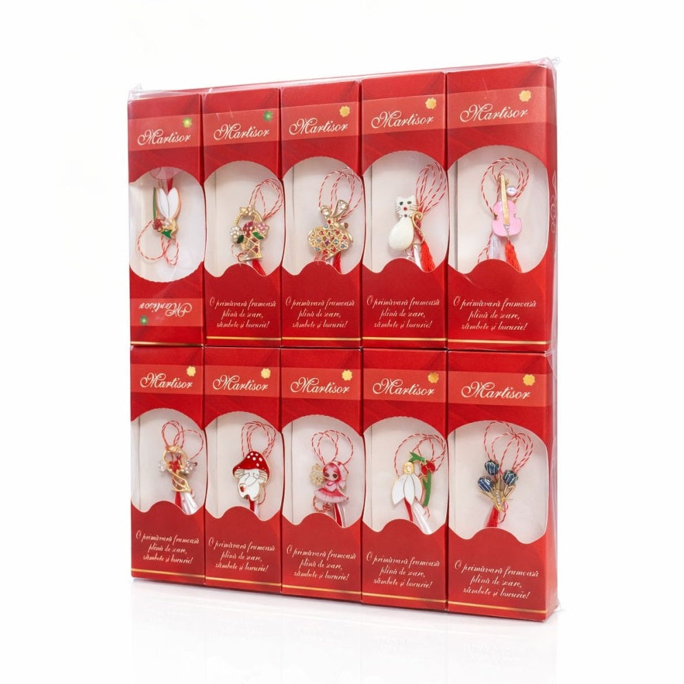 Set 24 Brose Martisor, 13x4 cm, modele mixte, Cadou 1 Martie Femei, Ambalate individual