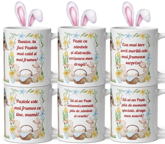 Set 24 Cani Personalizate Mix , Cadou Special de Paste pentru Femei , 330 ml