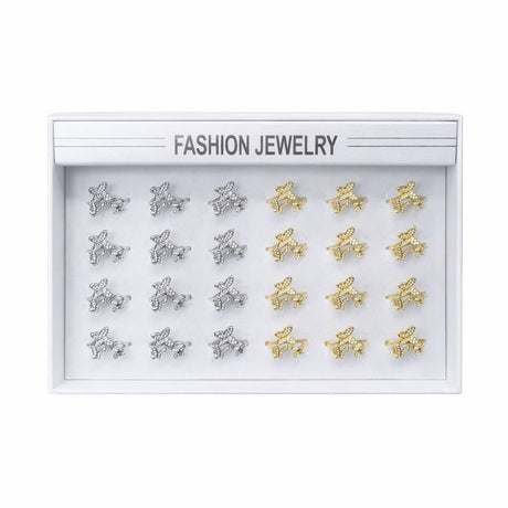 Set 24 inele dama elegante 3 fluturi cu pietre, auriu si argintiu, reglabile ROXE