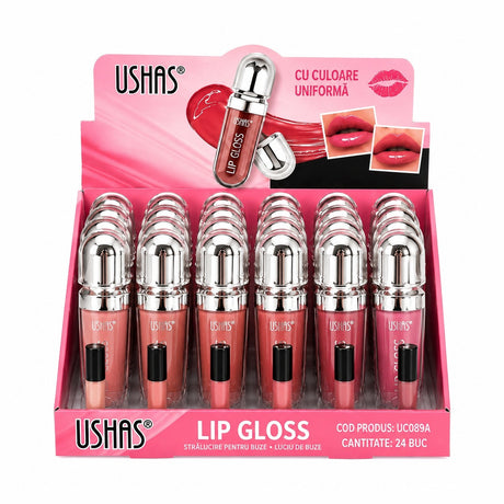 Set 24 Luciu de Buze USHAS Lip Gloss – Nuanțe Nude , Hidratare și Strălucire Intensă
