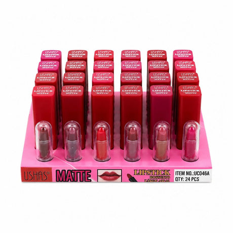 Set 24 Rujuri Mate USHAS – 6 Nuanțe Intense, Finisaj Catifelat și Rezistență Îndelungată