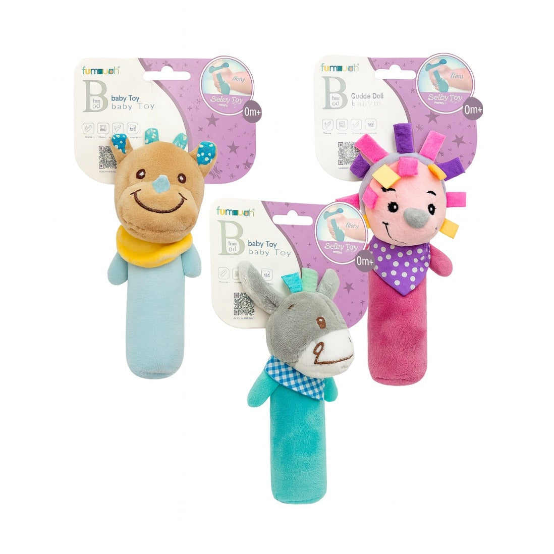 Set 3 Jucarii Bebelusi , 15 cm , Jucarii Senzoriale din Plus
