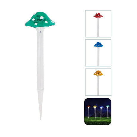 Set 3 Lampi Solare Gradina Tip Ciuperca cu LED, Decor Exterior, Panou Solar