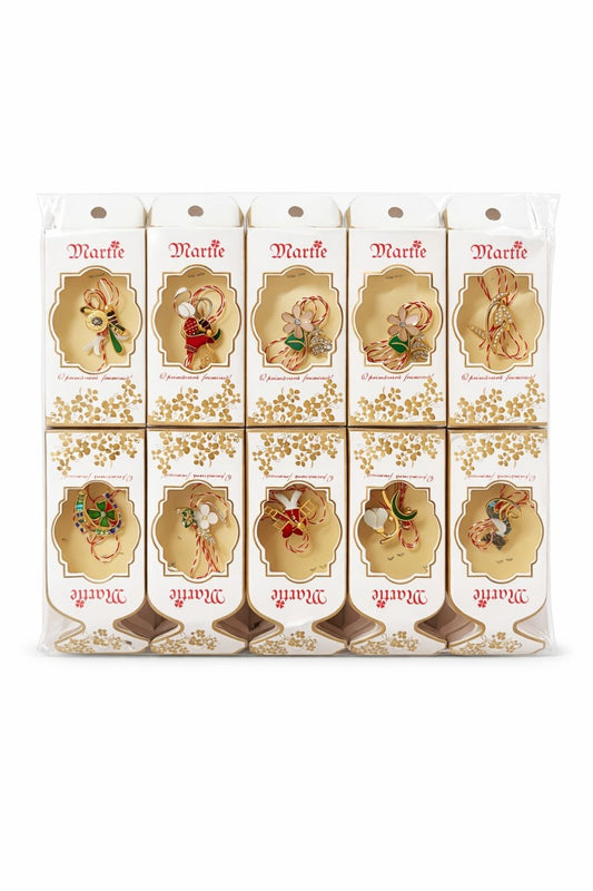 Set 30 brose martisor modele combinate, ambalaj individual elegant, 11.5x5cm