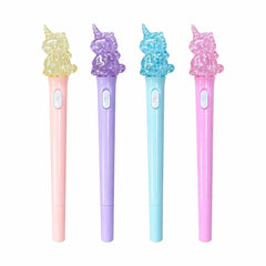 Set 36 pixuri cu lumină LED și figurină unicorn transparentă, model colorat pentru copii