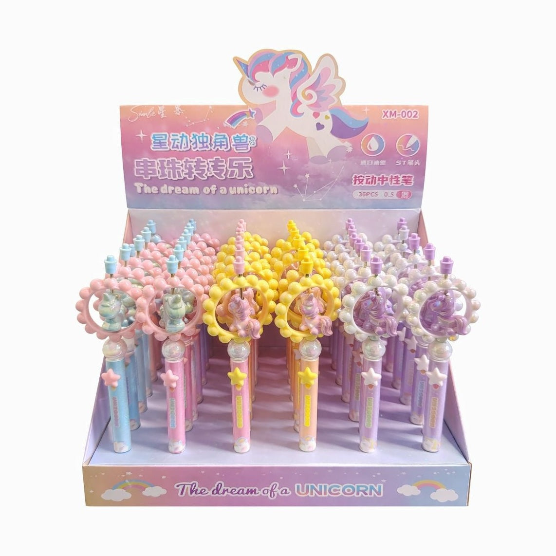 Set 36 pixuri cu pastă decorativ cu unicorn rotativ, model pentru copii