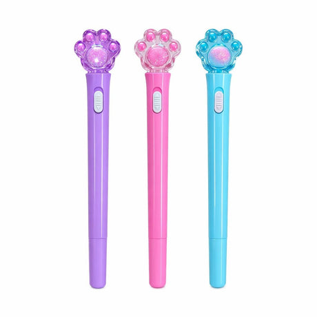 Set 36 pixuri cu pastă și lumină LED, cap decorativ lăbuță, design colorat pentru copii, diverse culori