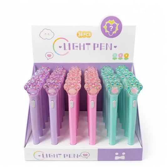 Set 36 pixuri cu pastă și lumină LED, cap decorativ lăbuță, design colorat pentru copii, diverse culori