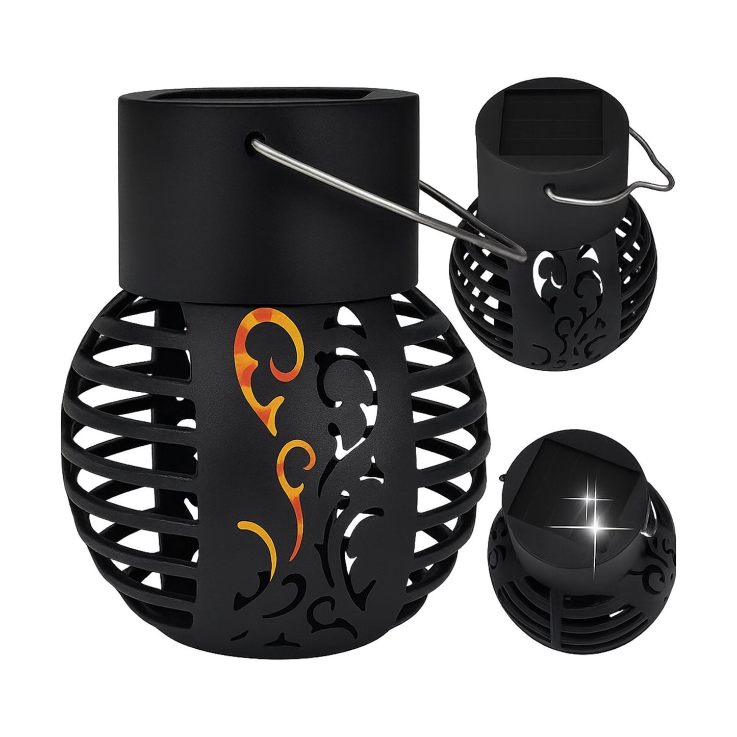 Set 4 Lămpi Solare de Grădină LED din Metal Negru, Design Modern