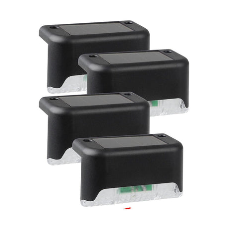 Set 4 Lămpi Solare pentru Exterior, montare trepte sau perete, LED, Negru
