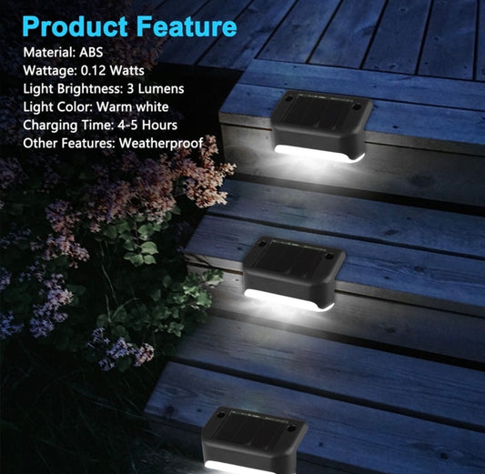 Set 4 Lămpi Solare pentru Exterior, montare trepte sau perete, LED, Negru