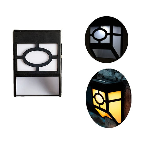 Set 4 lumini solare LED pentru gard, plastic negru, exterior