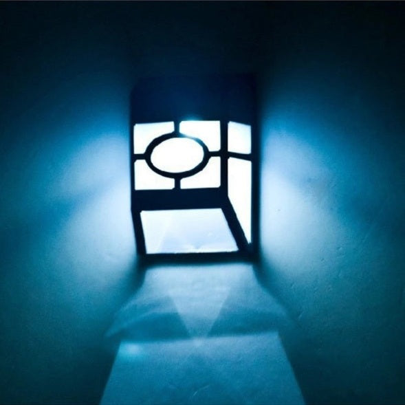 Set 4 lumini solare LED pentru gard, plastic negru, exterior