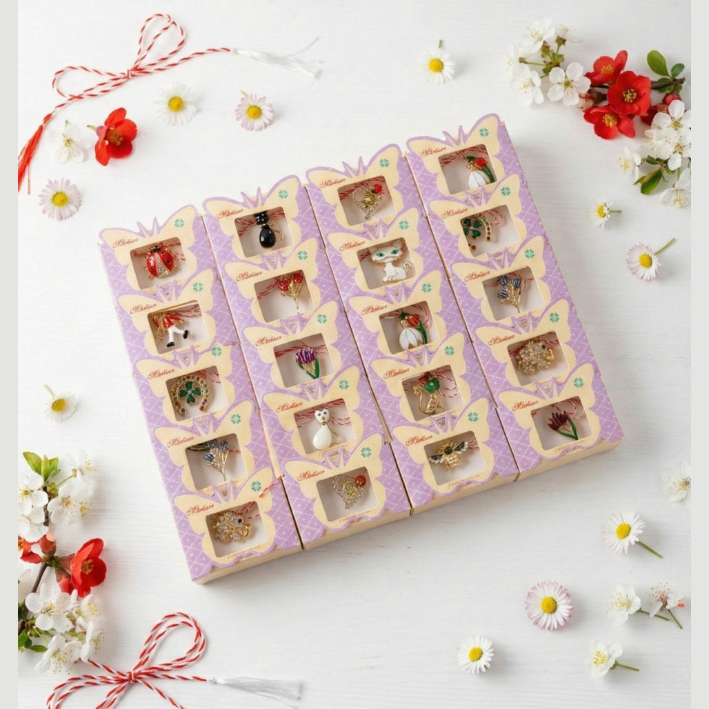 Set 40 brose martisor modele combinate, ambalaj individual