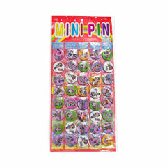 Set 40 insigne rotunde 3 cm cu personaje fashion, display 13x38 cm
