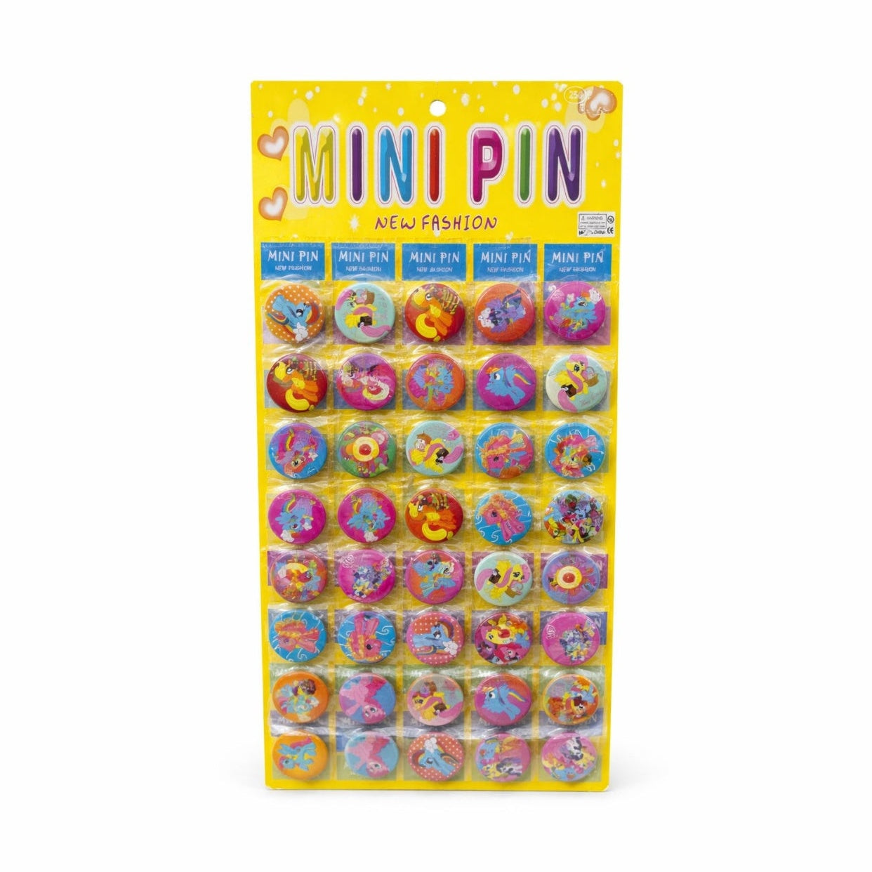Set 40 insigne rotunde 3 cm cu personaje vesele, display 13x38 cm
