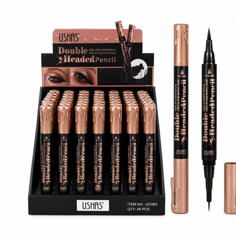 Set 48 Eyeliner Cariocă 2 în 1 USHAS Double Headed Pencil – Vârf Precis și Stamp pentru Coadă Perfectă