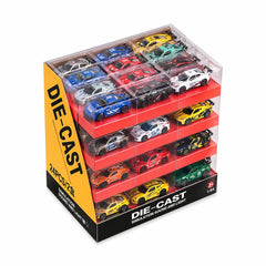 Set 48 masinute metalice die-cast 1:64 cu lumini si sunet, colectie racing