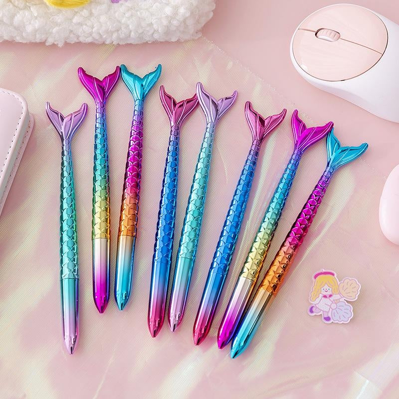 Set 48 Pix cu Gel Sirena – Design Magic si Scriere Cursiva, Ideal pentru Scoala