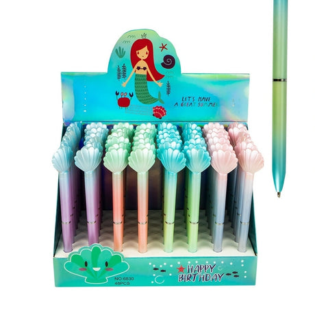 Set 48 pixuri cu gel model scoica Mermaid pastel multicolor