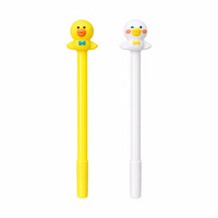 Set 48 pixuri cu gel și figurină rățușcă decorativă, model simpatic pentru copii, alb si galben
