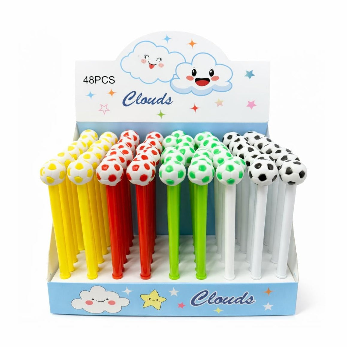 Set 48 pixuri cu pastă și figurină minge de fotbal, model sportiv pentru copii, diverse culori