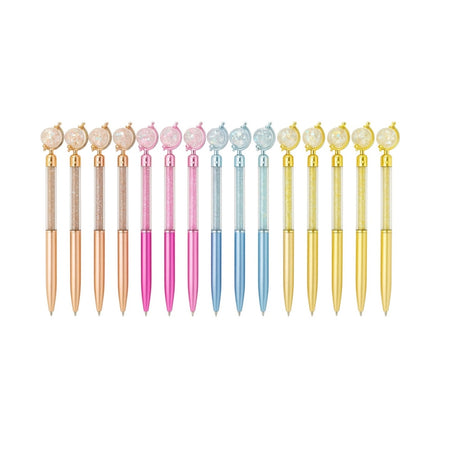 Set 48 Pixuri Globe Ballpoint Pen , Pixuri Cu Glob 3D si Sclipici