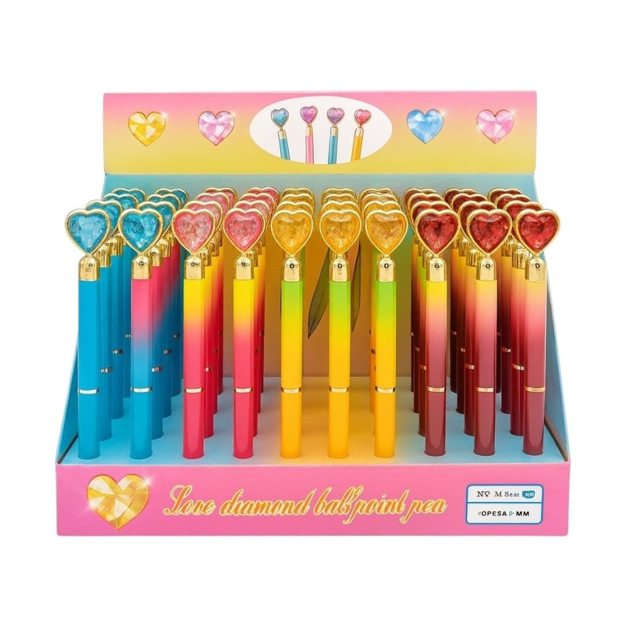 Set 48 pixuri Love Diamond , pixuri cu inimioara cristal, culori mix, cadou perfect