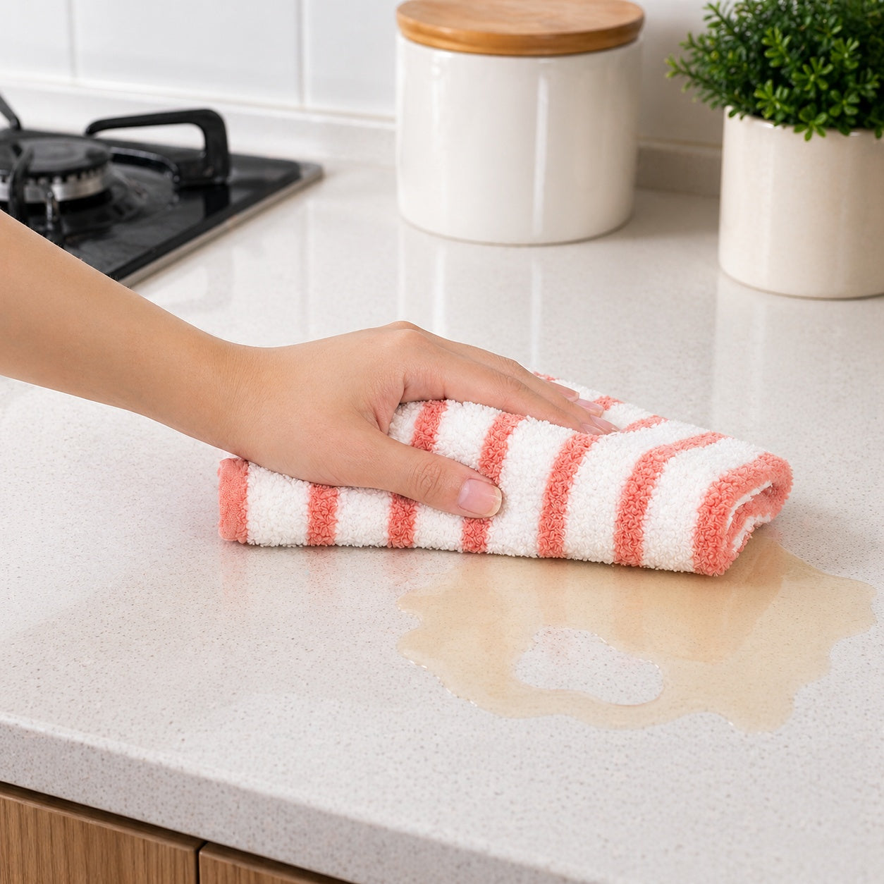 Set 5 prosoape bucătărie microfibră 30x70 cm – model dungi, lavete pufoase