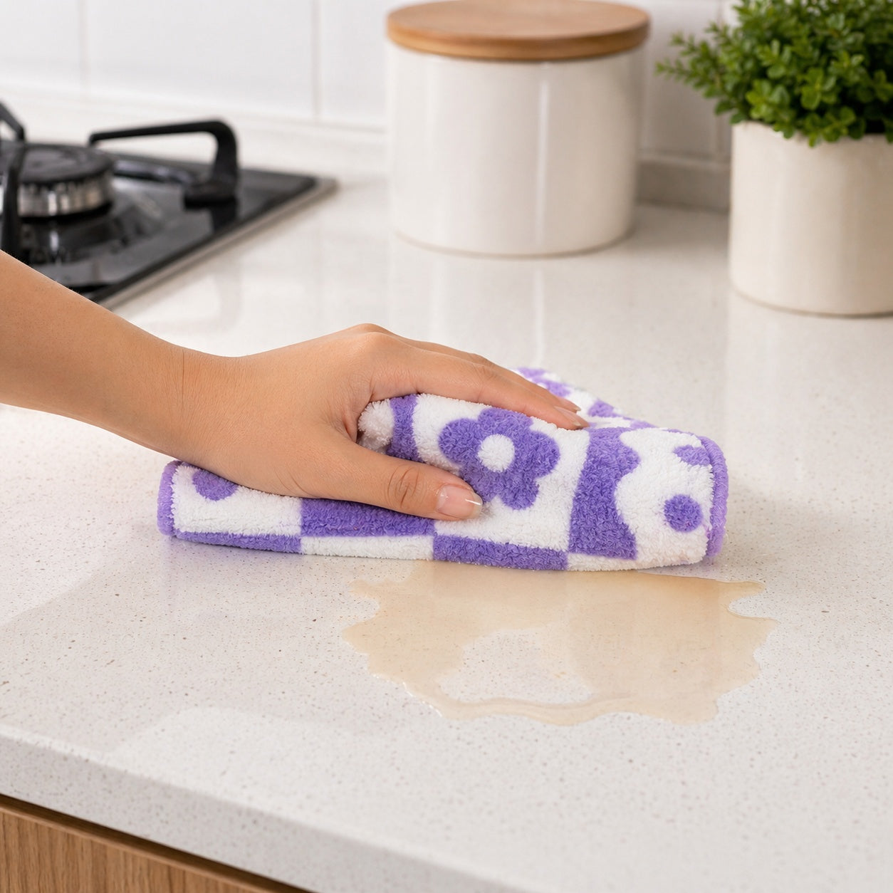 Set 5 prosoape bucătărie microfibră 30x70 cm – model floricele