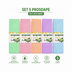 Set 5 prosoape bucătărie microfibră 40x40 cm – lavete pufoase, super absorbante