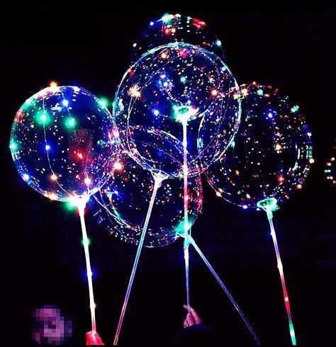 Set 50 Baloane Transparente cu LED Multicolor și Băț Inclus – Decor Luminos pentru Petreceri și Evenimente
