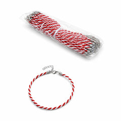 Set 50 bratari martisor snur gros impletit rosu alb 23cm